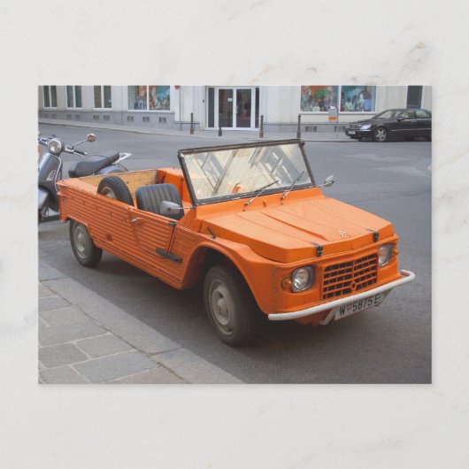 Oranje Citroen Mehari Briefkaart (Voorkant)