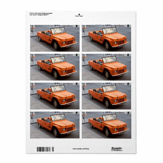 Oranje Citroen Mehari Etiket (Full Sheet)