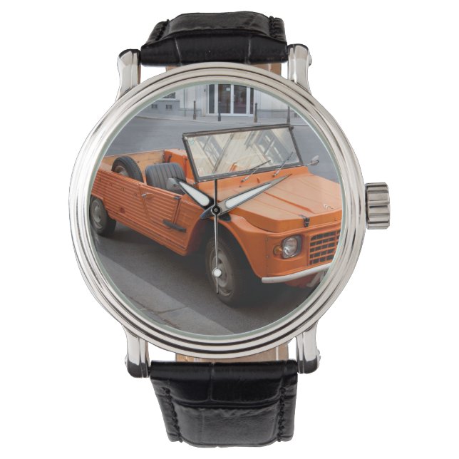 Oranje Citroen Mehari Horloge (Voorkant)