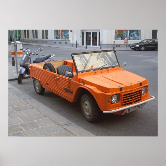 Oranje Citroën Mehari Poster (Voorkant)
