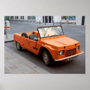 Oranje Citroen Mehari Poster