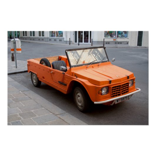 Oranje Citroen Mehari Poster (Voorkant)