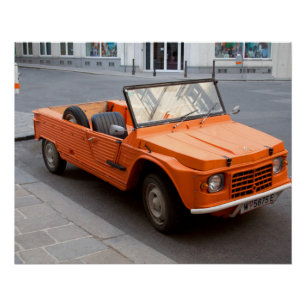 Oranje Citroen Mehari Poster