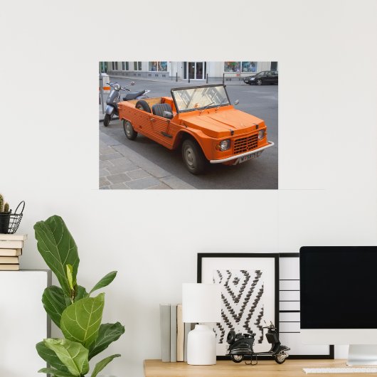 Oranje Citroen Mehari Poster (Thuiskantoor)