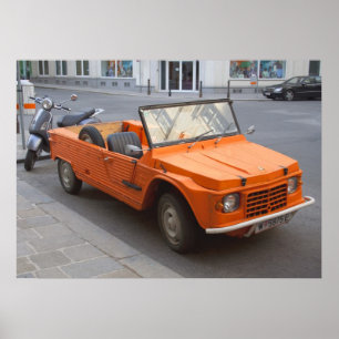 Oranje Citroen Mehari Poster