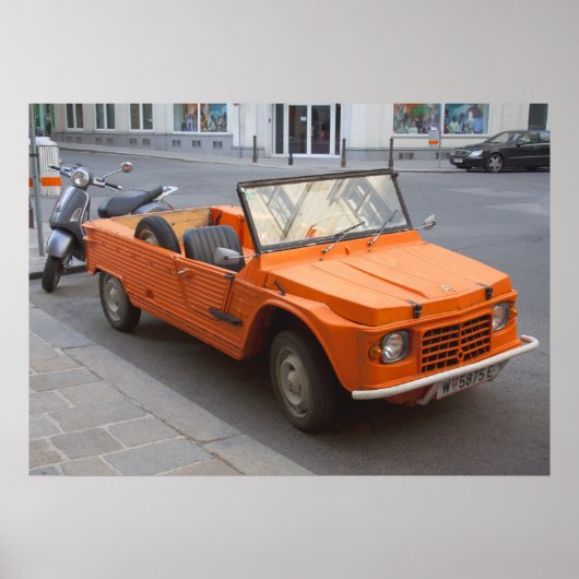 Oranje Citroen Mehari Poster (Voorkant)
