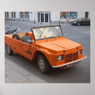 Oranje Citroen Mehari Poster