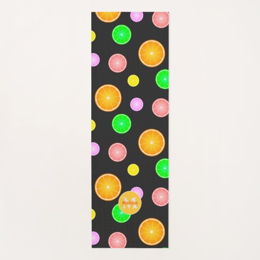 Oranje citroenzomerpatroon limoen Monogram Yogamat (Voorkant)