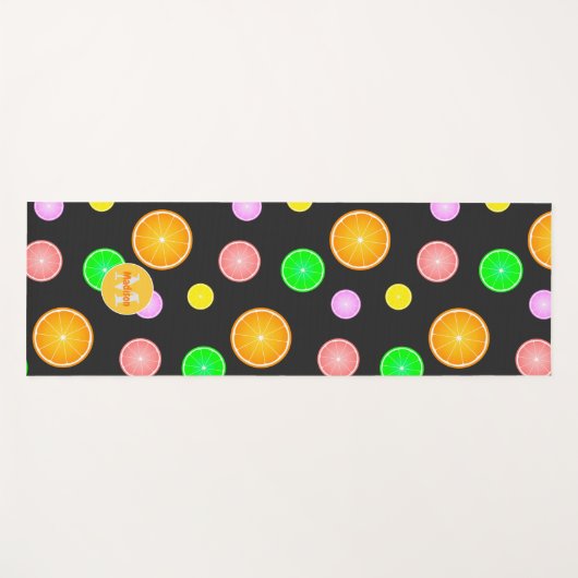 Oranje citroenzomerpatroon limoen Monogram Yogamat (Voorkant (horizontaal))
