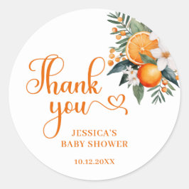Oranje Citrus Baby shower Favor Ronde Sticker