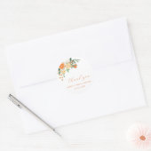 Oranje Citrus Bloemachtige Bruiloft Dank Je Ronde Sticker (Envelop)