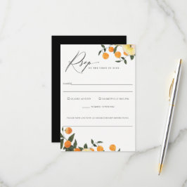 Oranje Citrus Bloemen Bruiloft Voedsel Allergie RS RSVP Kaartje