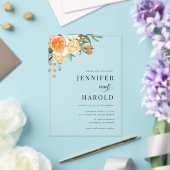 Oranje Citrus Bloemen Zomer Transparant Huwelijk Acryl Uitnodigingen (Insitu (Huwelijk))