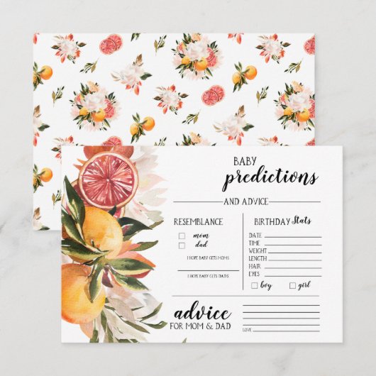 Oranje Citrus Botanical | Baby gokspel Kaart (Voorkant / Achterkant)
