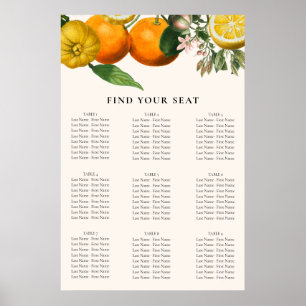 Oranje Citrus Botanical Wedding Seating Seating S Poster