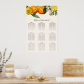  Oranje Citrus Botanical Wedding Seating Seating S Poster (Keuken)
