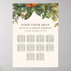 Oranje citrus botanische bloemige zitplaatsen trou poster