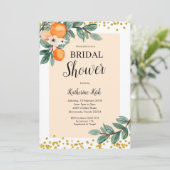 Oranje Citrus bruids doucheuitnodiging Kaart (Staand voorkant)