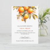Oranje Citrus bruiloft uitnodigingen (Staand voorkant)