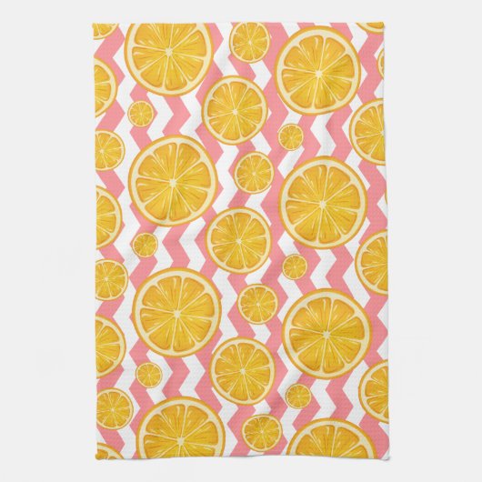 Oranje Citrus Chevron Stripes Theedoek (Verticaal)