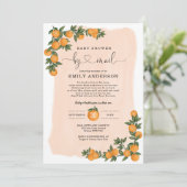 Oranje Citrus Cutie Baby shower door Mail Quaranti Kaart (Staand voorkant)