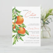 Oranje Citrus Cutie op weg naar Baby shower Kaart (Staand voorkant)