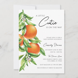 Oranje Citrus Cutie op weg naar Baby shower Kaart