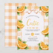 Oranje Citrus Eerste Verjaardagsfeest Uitnodiging (Voorkant / Achterkant)