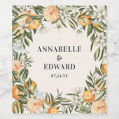 Oranje citrus elegante moderne minimal bruiloft wijn etiket (Enkel label)