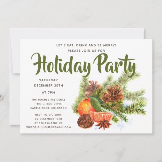 Oranje Citrus feestdag | Kerstfeest Kaart (Voorkant)