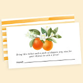 Oranje Citrus Floral Baby shower Diaper Raffle Informatiekaartje