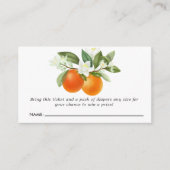 Oranje Citrus Floral Baby shower Diaper Raffle Informatiekaartje (Voorkant)