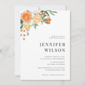 Oranje Citrus Floral Minimal Vrijgezellenfeest Kaart (Voorkant)