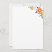 Oranje Citrus Floral Minimal Vrijgezellenfeest Kaart (Achterkant)