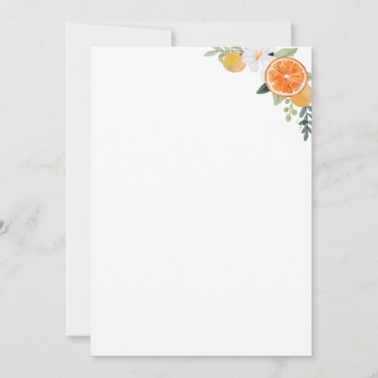 Oranje Citrus Floral Minimal Vrijgezellenfeest Kaart (Achterkant)