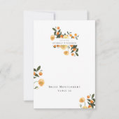 Oranje Citrus Floral Wedding Place Card Kaart (Voorkant)
