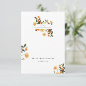 Oranje Citrus Floral Wedding Place Card Kaart (Staand voorkant)