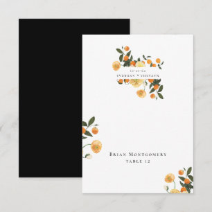 Oranje Citrus Floral Wedding Place Card Kaart