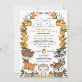 Oranje Citrus Forest Animals Virtual Baby shower Kaart (Voorkant)