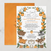 Oranje Citrus Forest Animals Virtual Baby shower Kaart (Voorkant / Achterkant)