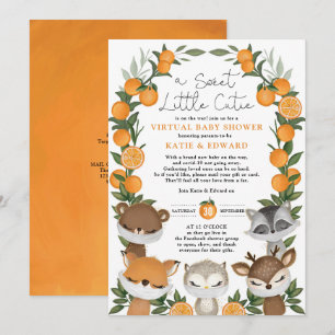 Oranje Citrus Forest Animals - Virtueel Baby showe Kaart