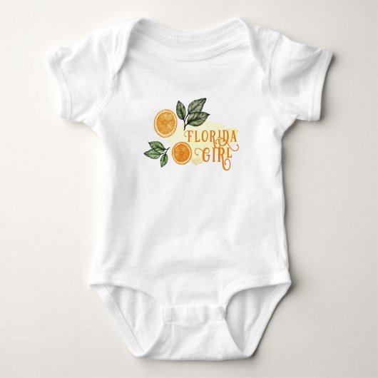Oranje Citrus Fruit Florida Girl Baby Bodysuit (Voorkant)