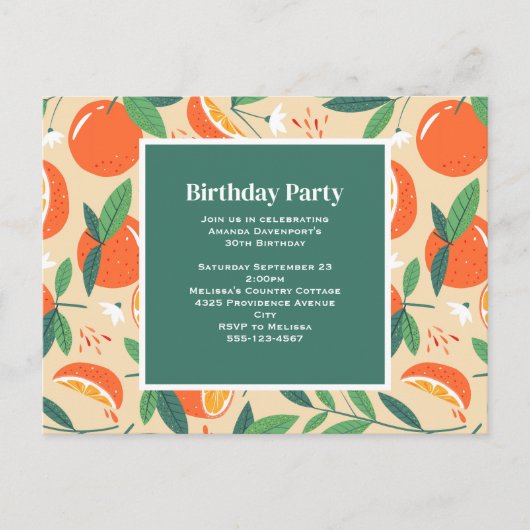 Oranje Citrus Fruit Retro Patroon Verjaardag Uitno Briefkaart (Voorkant)