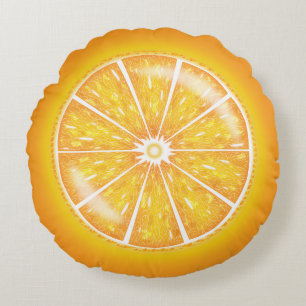 Oranje Citrus Fruit Slice Cartoon Illustratie Rond Kussen