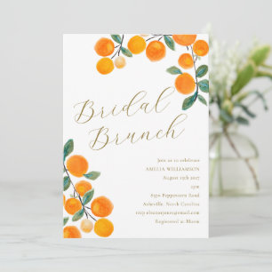 Oranje Citrus Fruit Waterverf Bridal Brunch Kaart