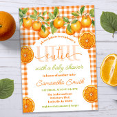Oranje Citrus Gingham Little Cutie Baby shower Kaart