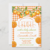 Oranje Citrus Gingham Little Cutie Baby shower Kaart (Voorkant)