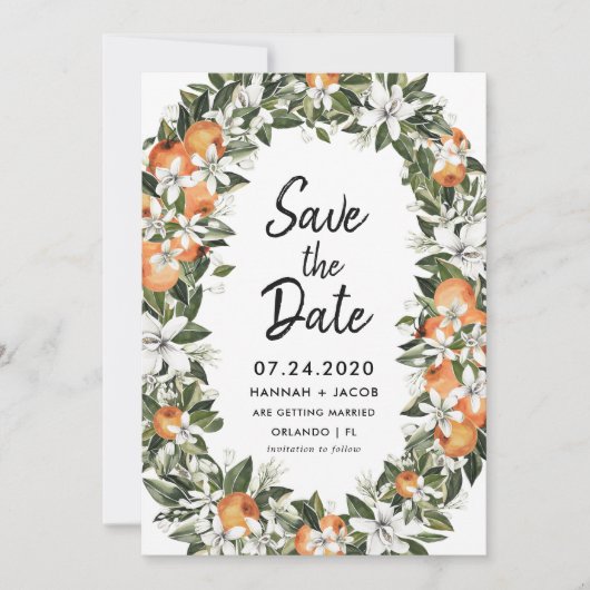 Oranje Citrus groen Bewaar de data Kaarten (Voorkant)