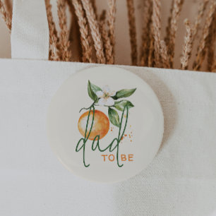 Oranje Citrus Kleine Moppie Baby Shower Vader Word Ronde Button 3,2 Cm