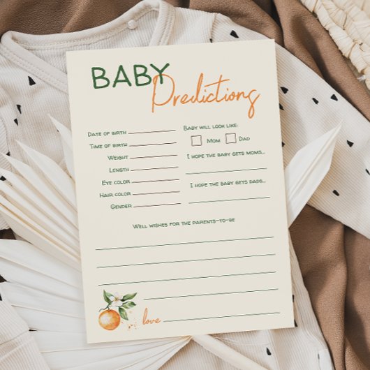 Oranje Citrus Little Baby shower voorspellingen Ka Kaart